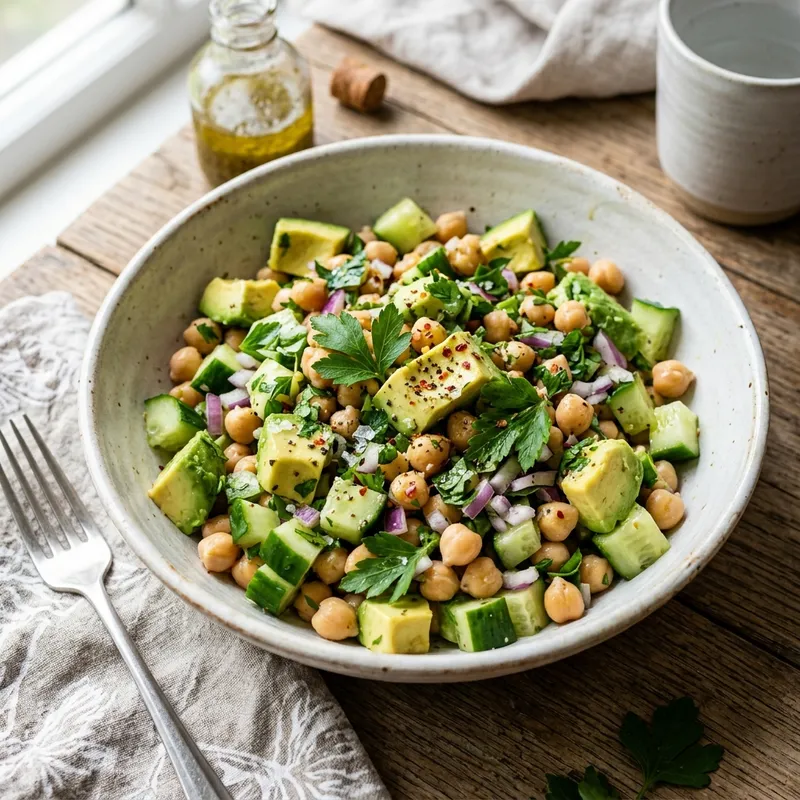 Healthy Recipes for Diabetes: A Clinical Guide to Glycemic-Friendly Meals Chickpea and avocado salad in a ceramic bowl