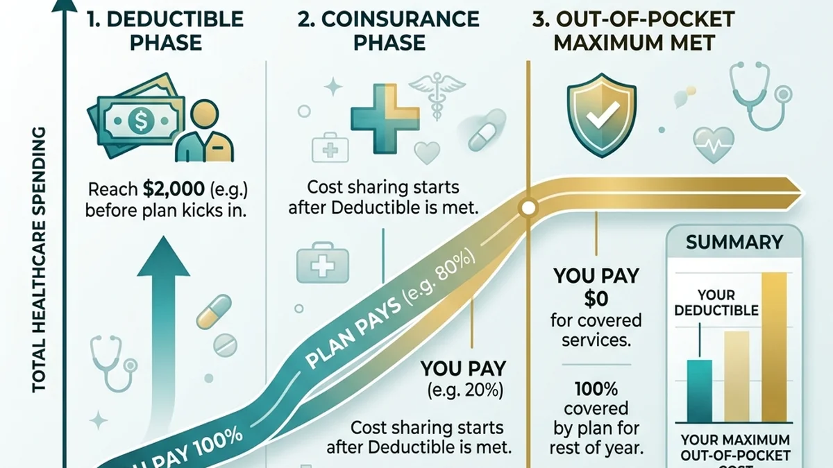 How to Choose the Best Health Insurance Plan for 2026: A Clinical & Financial Comparison timeline chart showing deductible coinsurance and out of pocket maximum limits