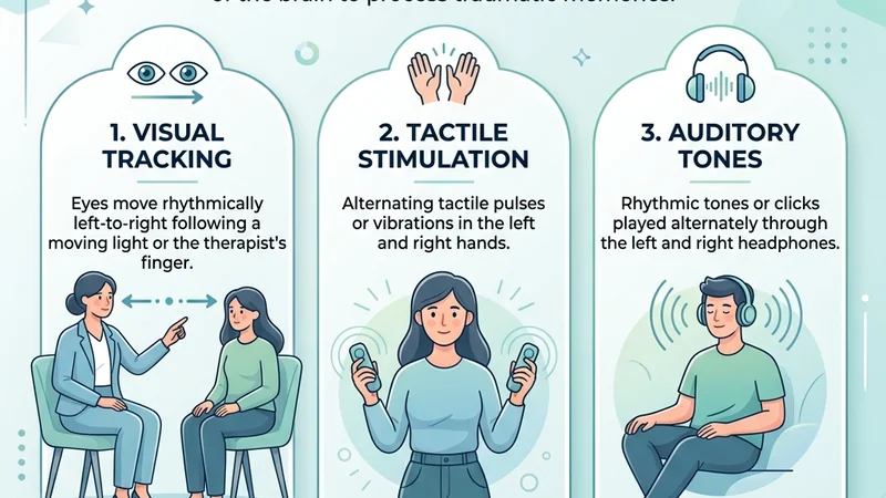 EMDR Therapy for PTSD: How It Works, Benefits & Cost Guide different forms of bilateral stimulation used in emdr therapy for ptsd including visual tracking and tactile tappers