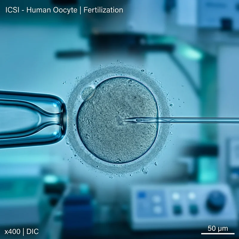 intracytoplasmic sperm injection microscopic procedure in lab