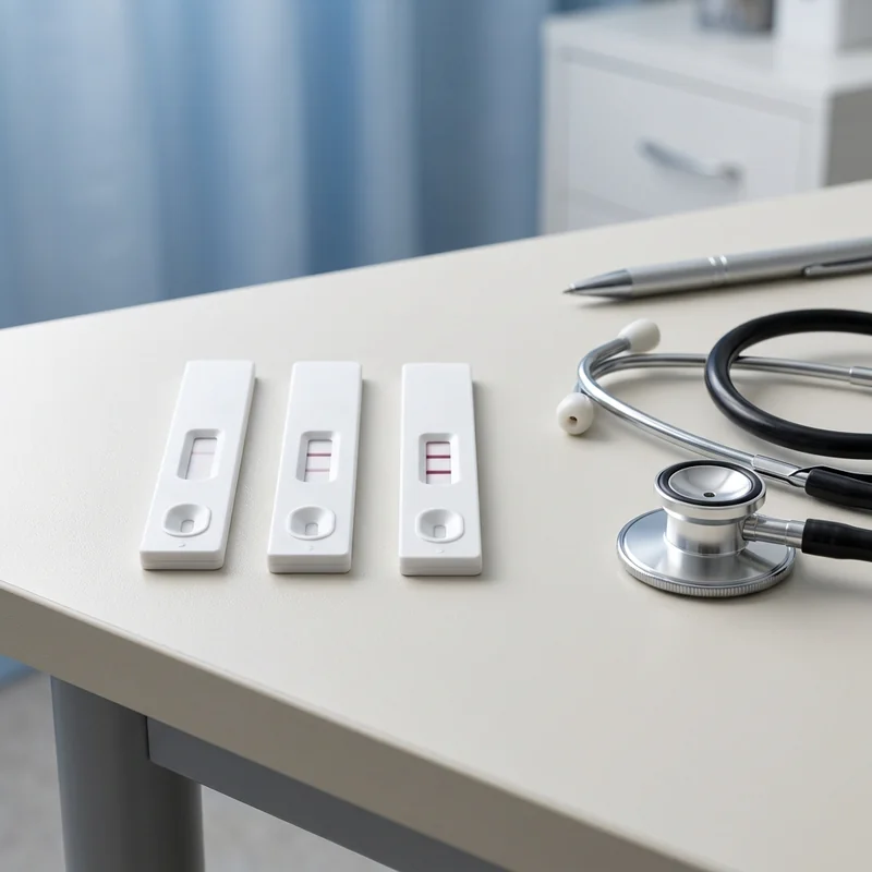 A Complete Guide to Tracking Your Ovulation and Boosting Fertility Three ovulation predictor test strips showing a progression to a positive LH surge with two bold lines.