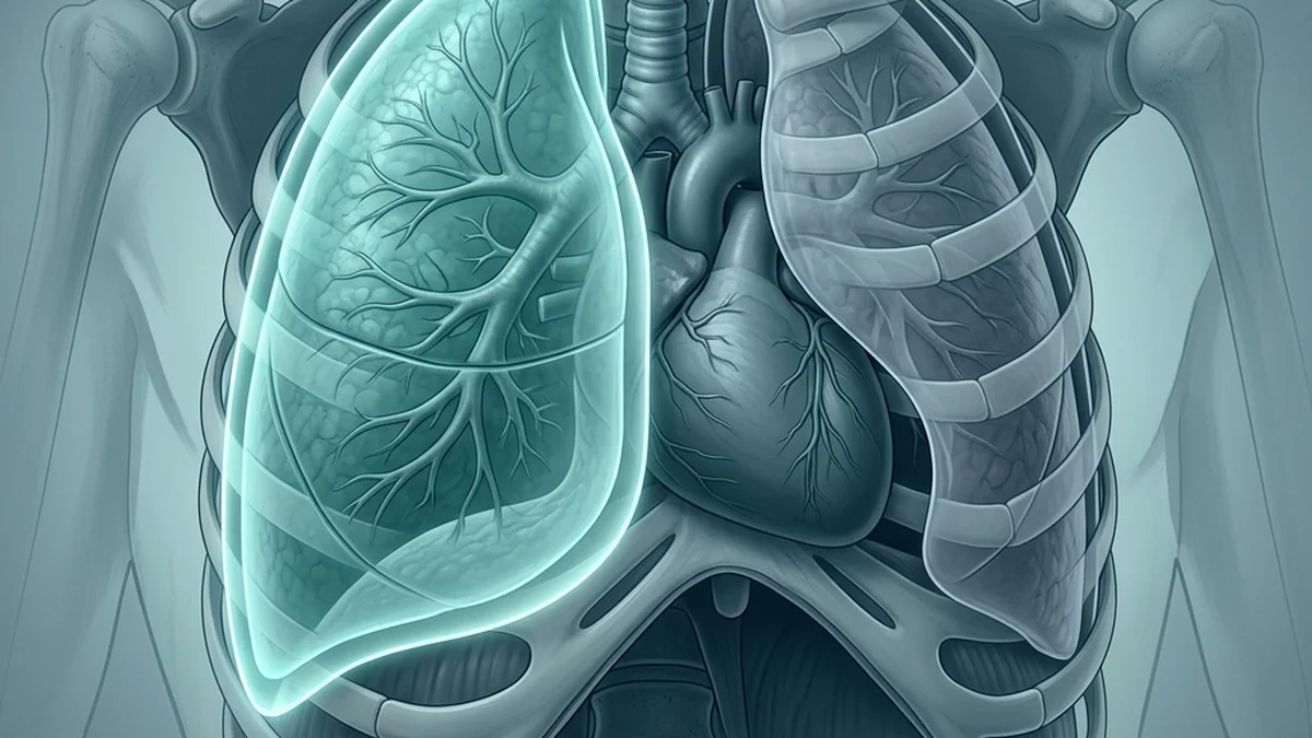 medical illustration of mesothelioma and pleural cavity surrounding the lungs