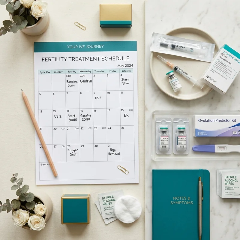 ovarian stimulation medication and hormone injection layout