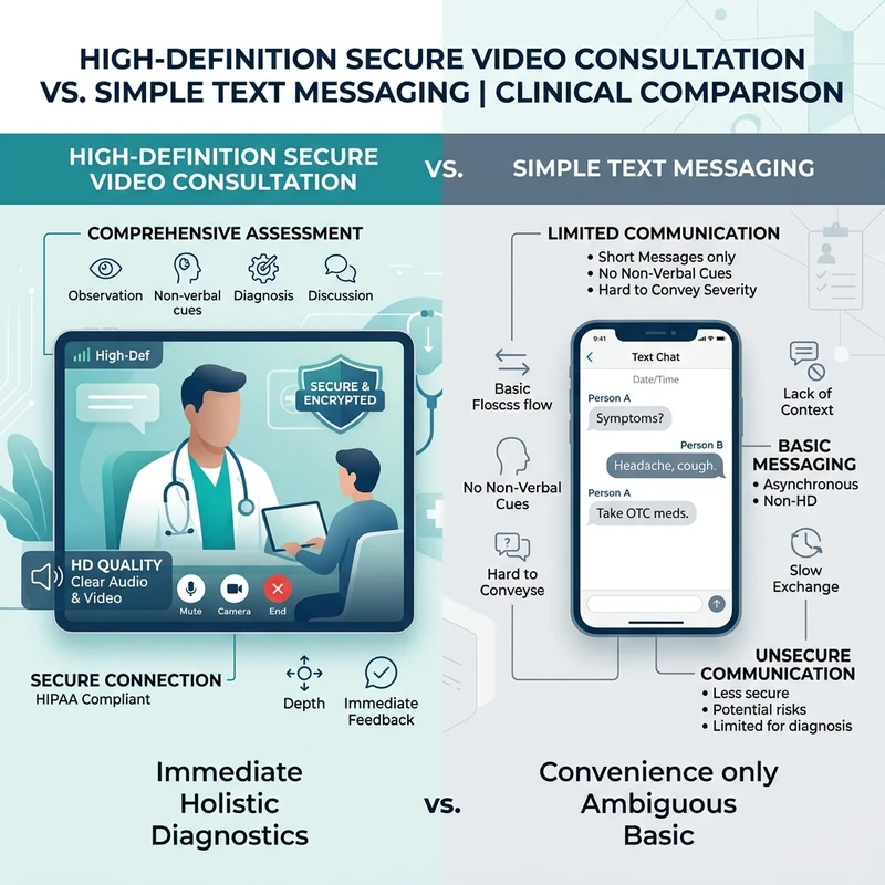 Is Online Therapy Right for You? A Complete Guide to Mental Health Support A side-by-side comparison panel illustrating high-definition video vs text chat therapy sessions